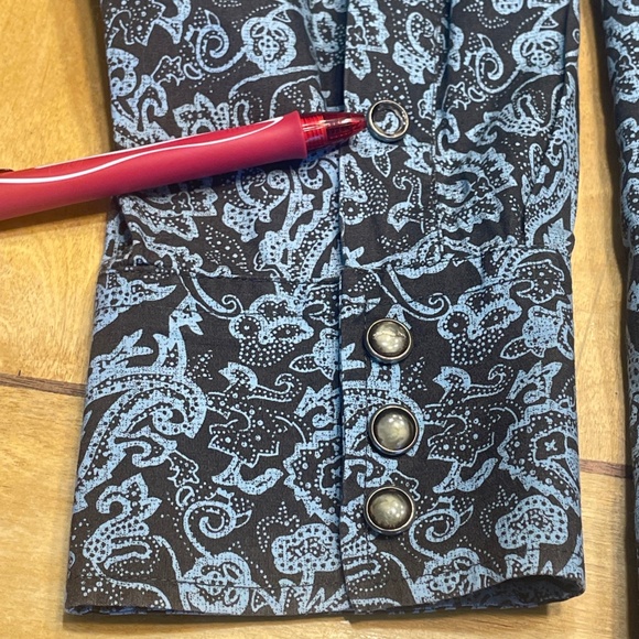 Panhandle Slim Pearl Snap Button Shirt Sawtooth Pockets Size Large Paisley Print - Picture 4 of 16